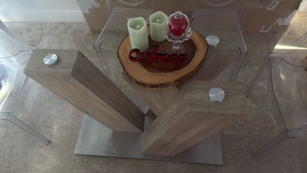Glass dining table with 5 chairs