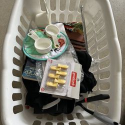 Large White Laundry Basket With Kitchen Items