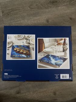 Rite Lite Shabbat Challah Board and Cover Set, Tempered Glass Blue Marble, New