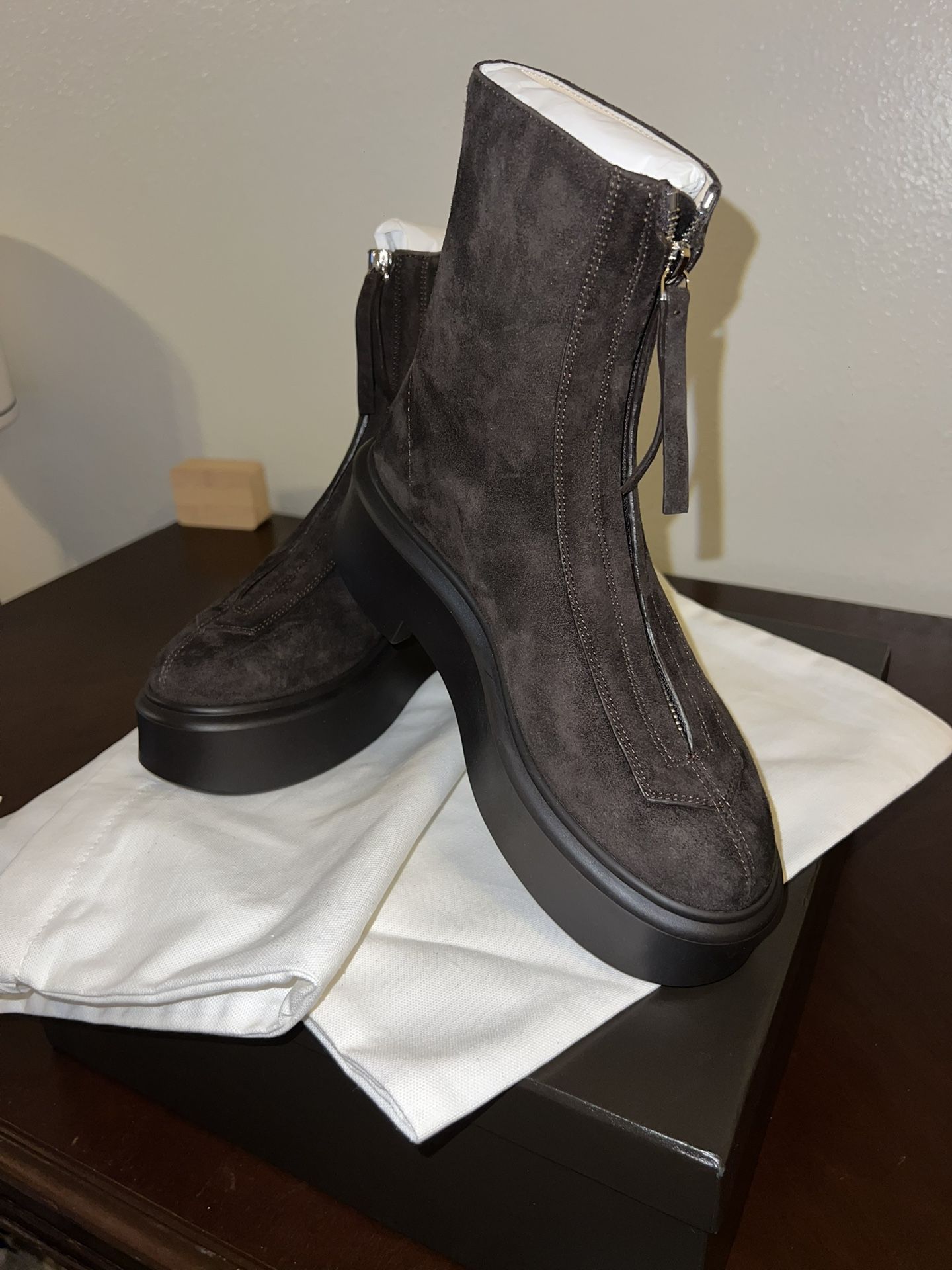 The Row Zipped Suede Boots