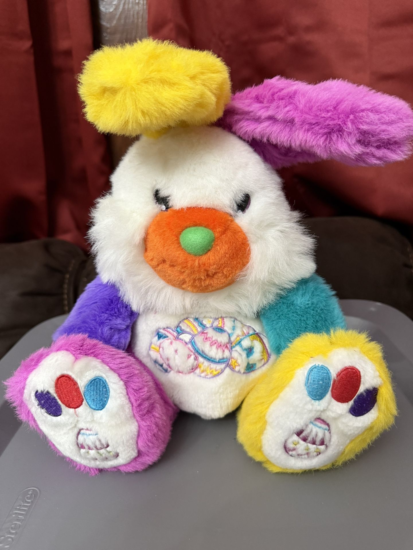 14" VINTAGE HAPPY EASTER EGGS BUNNY RABBIT STUFFED ANIMAL PLUSH TOY