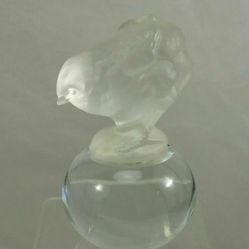 Sevres France Crystal Frosted Baby Chick on Glass Ball Paperweight