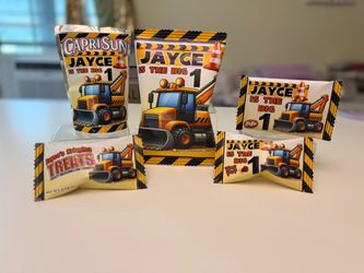 Custom Construction Theme Birthday Party Favor Labels