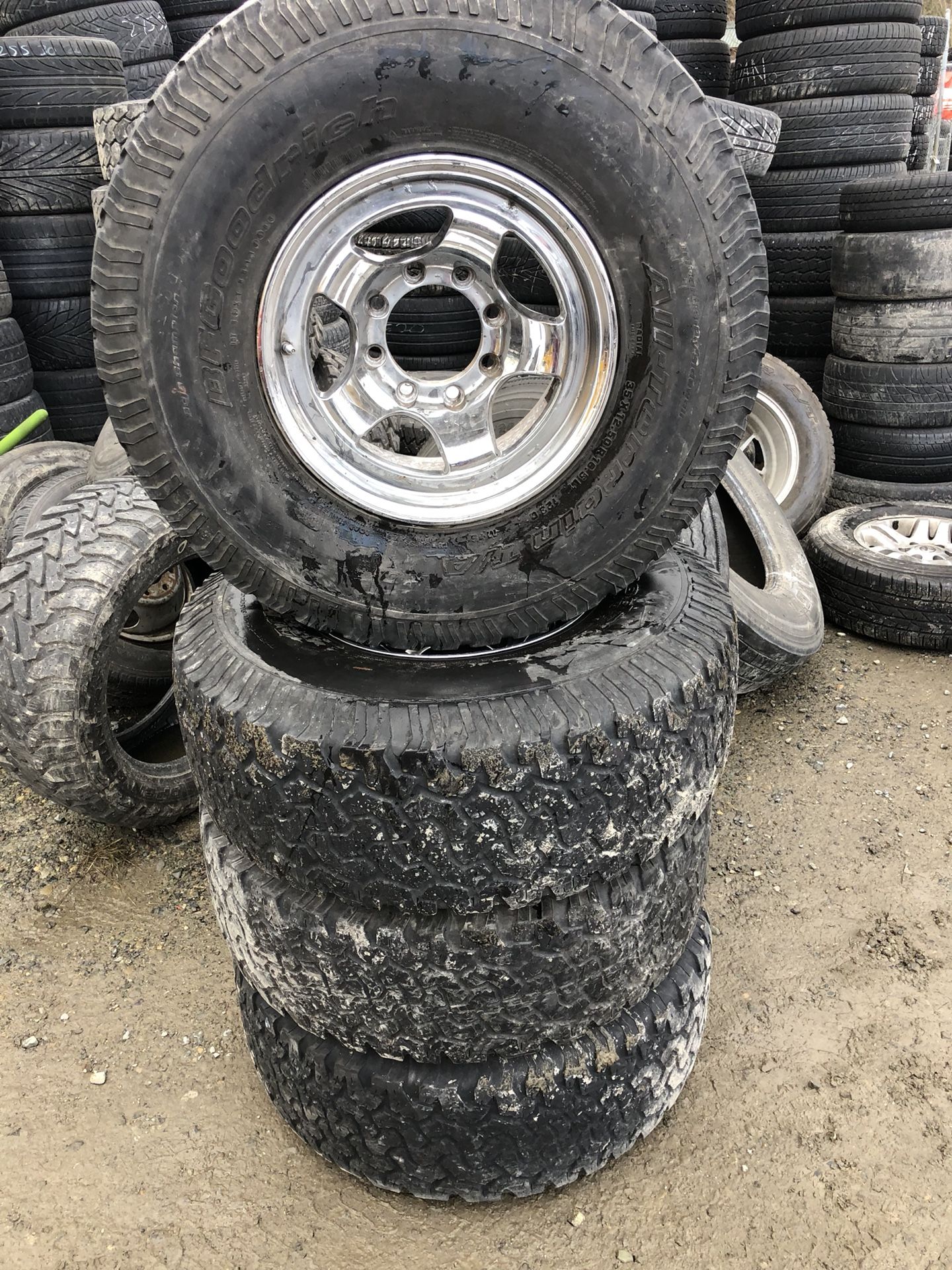 16.5” 8 lug Rims with tires