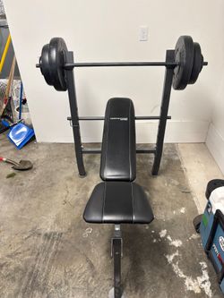 Weight bench + weights