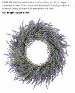 NEW In BOX 23 Inch Lavender Wreath