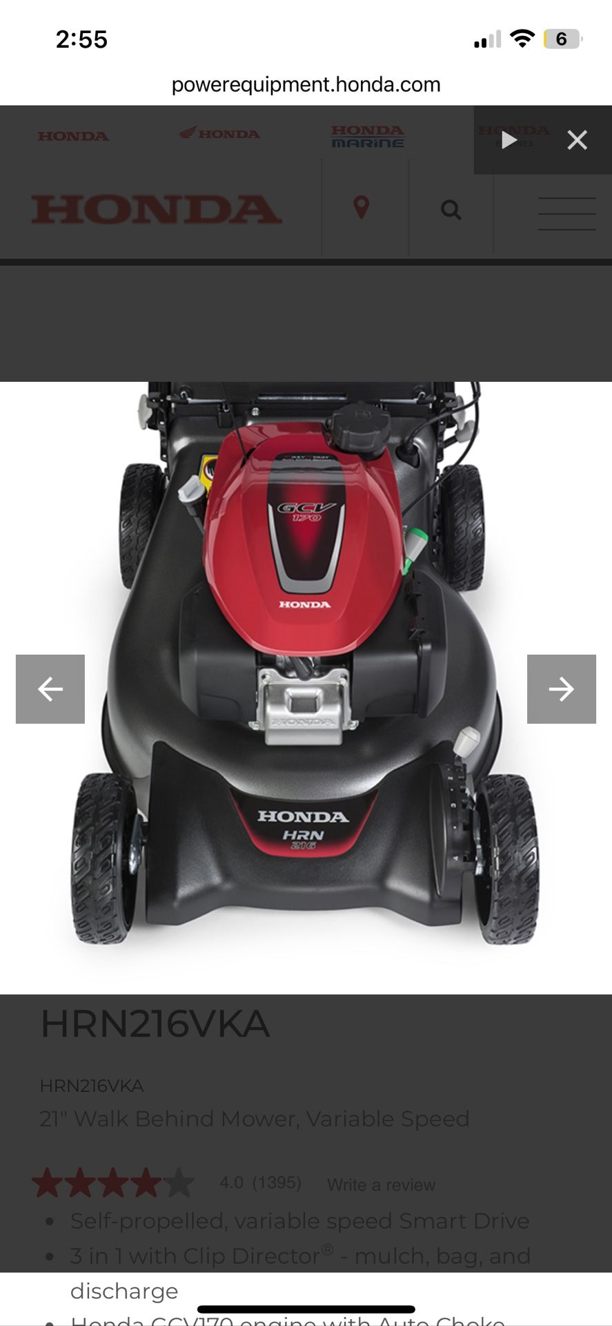 New Honda Mower