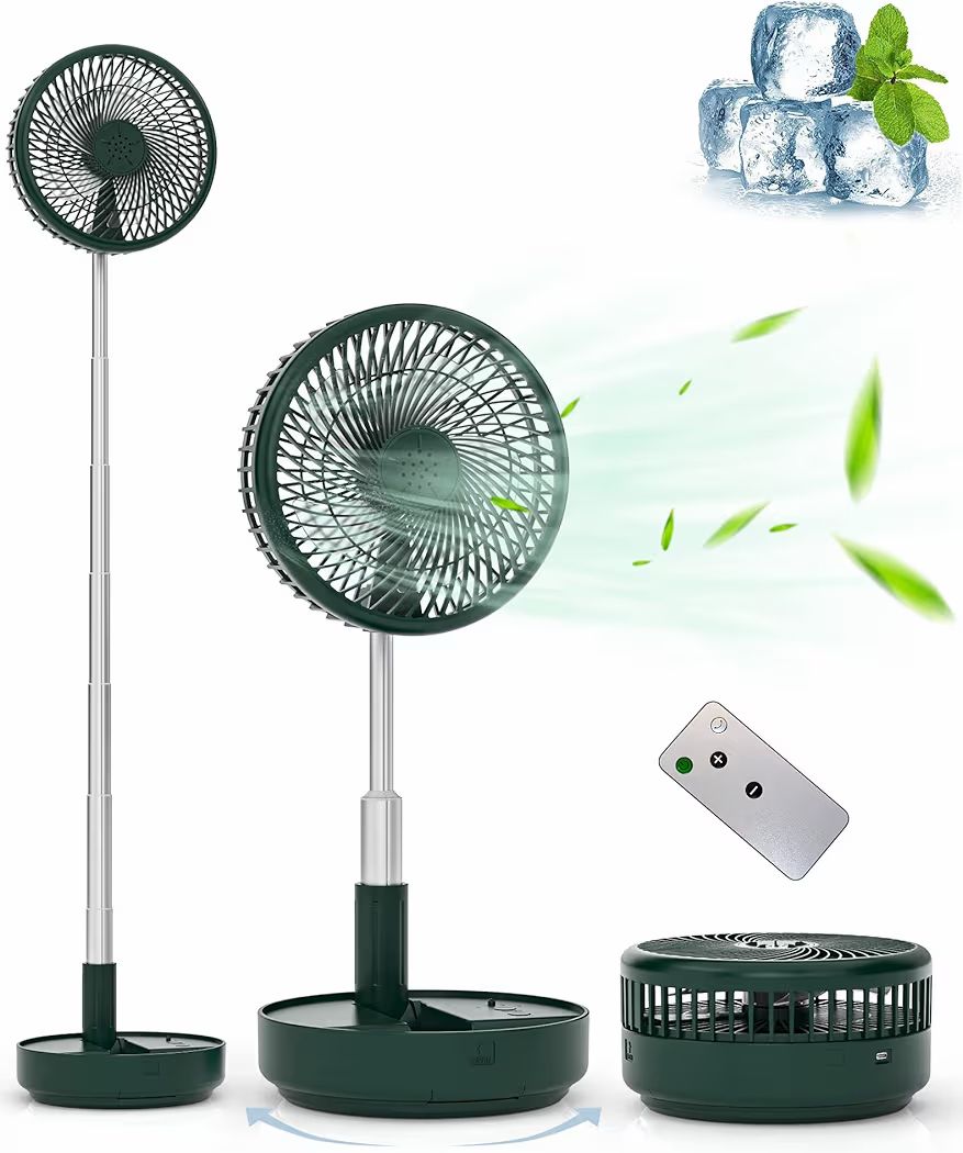 Primevolve portable oscillating standing fan.