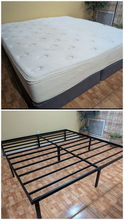13 inch King Size Simmons Beautyrest Classic Pillow Top Mattress & Bed frame. Free same-day delivery.