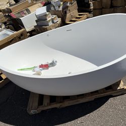 71” Wavy Freestanding Tub Solid Surface Soaking Tub 