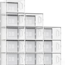  Clear Plastic Stackable Shoe Storage Box, Shoe Rack Sneaker Container Bin Holder 12 Pack (Clear) XX-Large Clear  
