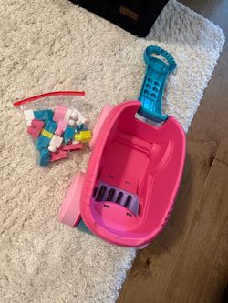 Pink wagon with Legos