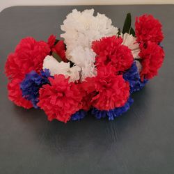 Artificial Flowers - Red, White & Blue - Set of 5 Stems