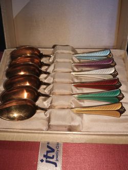 David Anderson Sterling/Enamel demitasse spoons