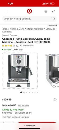 Capresso Pump Espresso/Cappuccino Machine -Stainless Steel EC100 116.04