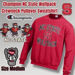 Champion NC State Wolfpack Crewneck Pullover Sweatshirt, Size Medium,(Red)
