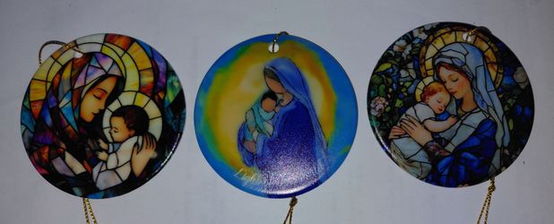 Set of 3 Mary & Baby Jesus Ornaments