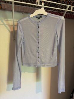 Light Blue Button Down Mesh Top 