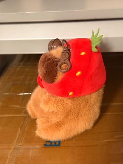 Strawberry Capybara Plushie Keychain