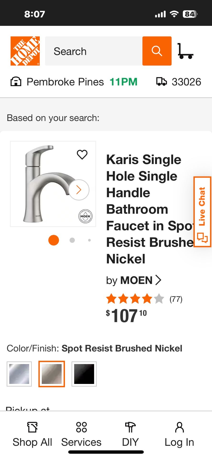 Moen Bathroom Faucet Spot Resist Brush Nickel