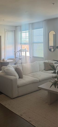 L Shape White Couch