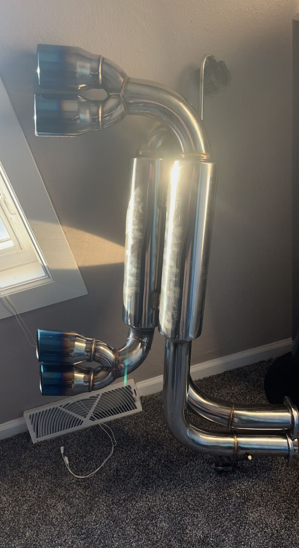 FITMENT INDUSTRIES BMW dual chrome/burnt rolled exhaust/resonator/catback