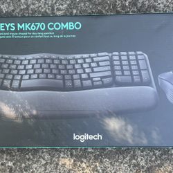 Logitech - Wave Keys MK670 Combo Ergonomic Wireless Keyboard and Mouse Bundle for Windows/Mac with Integrated Palm-rest - Graphite