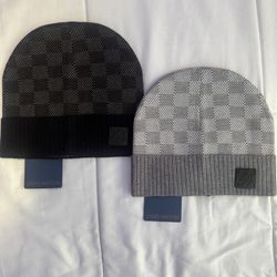 black and grey beanies