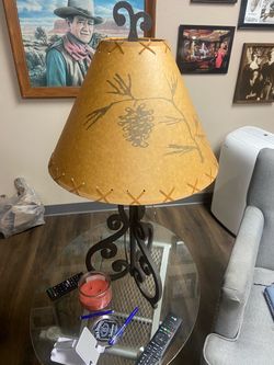Western Style Table Lamp with Rawhide Shade