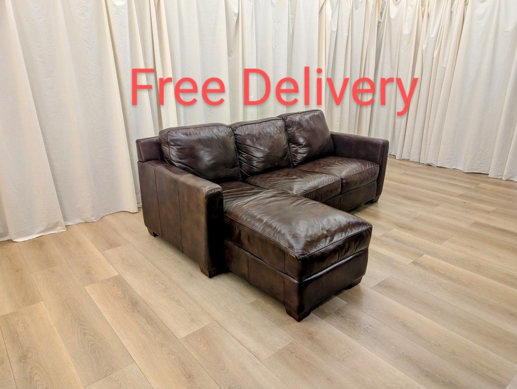 Thomasville Top Grain Leather Sectional Sofa Couch Free Delivery