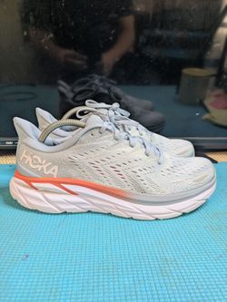 HOKA One One Clifton 8 Running Shoe Blue Fog Plein Air Womens Sz 11B