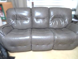 FLXUM Blaise Gray Power Sofa with double recliners and electric headrest