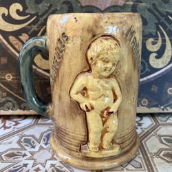 Vintage Mug Beer Stein Bruxelles Manneken Pis Art Pottery 
