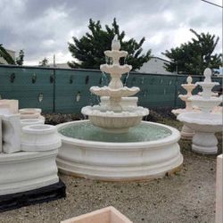 Concrete Fountain with 8 Ft Border / Cement Garden Patio Fountains