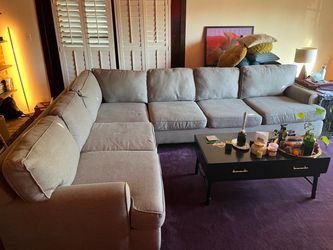 Living Spaces Grey Sectional Sofa