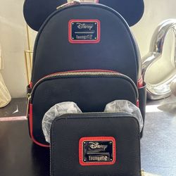Loungefly Disney Mickey Mouse Silhouette Ears Mini Backpack And Wallet 