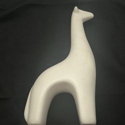 White Smooth Ceramic Giraffe Modernist Minimalist Figurine 