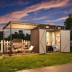 ❤️‍🔥 6x4 FT Outdoor Storage Shed & Hardtop Gazebo Combo, 12x4FT Metal Lean to Shed$130