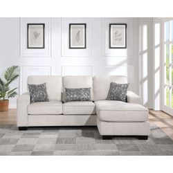 Brand New Biege/Brown/Charcoal Chenille Reversible Sectional (84.77 x 60.98 x 35.83 in. H)