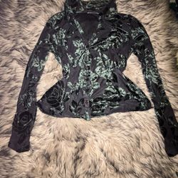 Green Velvet Button Down Jacket 