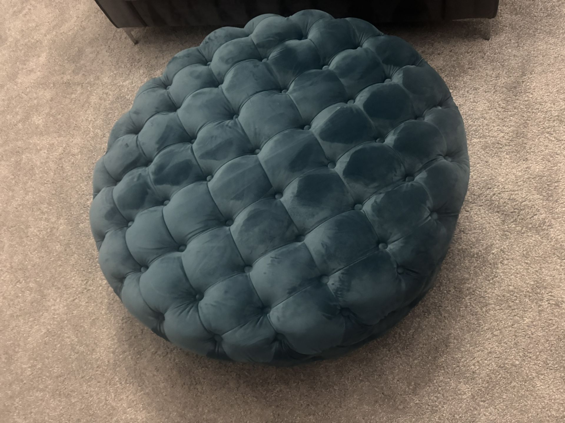Blue Round Ottoman