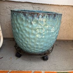 Large Turquoise Ceramic Planter 