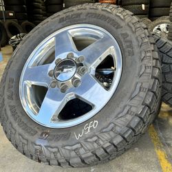 20" GMC Sierra 2500HD 3500 Polished OEM WHEELS TIRES Chevy Silverado LT285/60R20 Back Country ALL TERRAIN