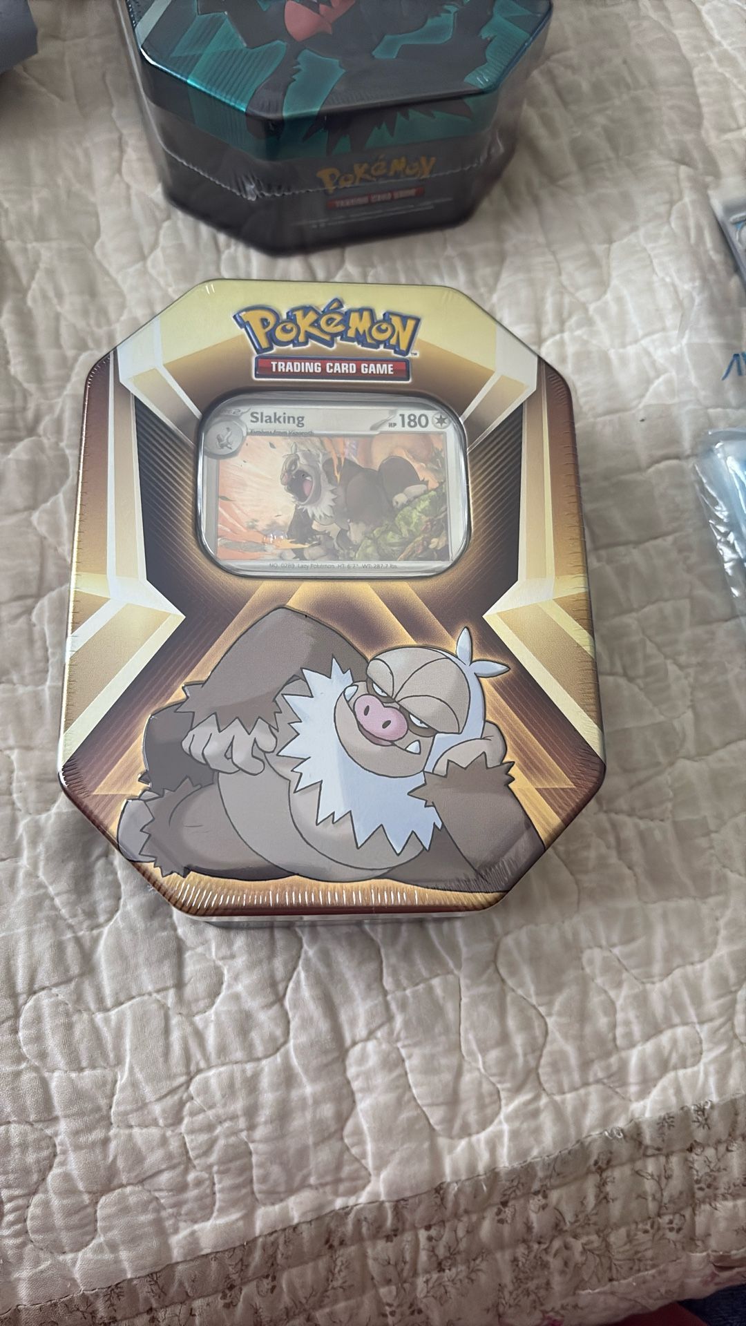 Pokemon TCG 2024 Slaking Metal Tin with 3 Foil Cards 3 Boosters & Online Code