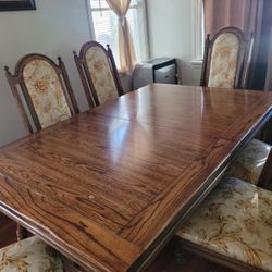 Antique Vintage Wood Dining Table Set