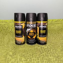 3 Axe Deodorants Spray 2.9oz(2 Golden Mango/1 Black Vanilla)