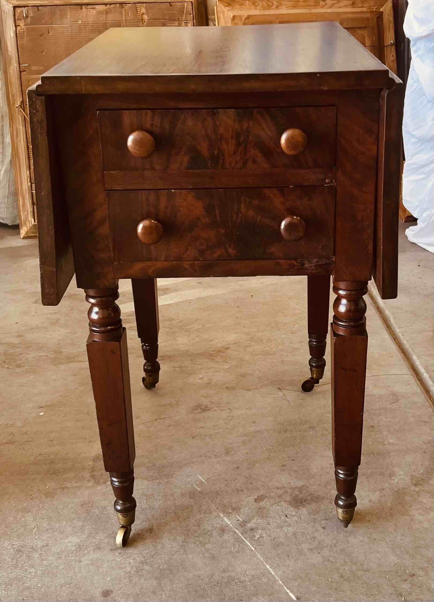 Antique Mahogany Drop Leaf Table Empire Design 