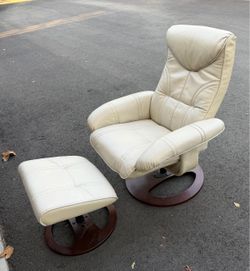 Leather Chair with Ottoman