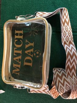 Match Day Stadium clear and gold zipper bag with adjustable strap