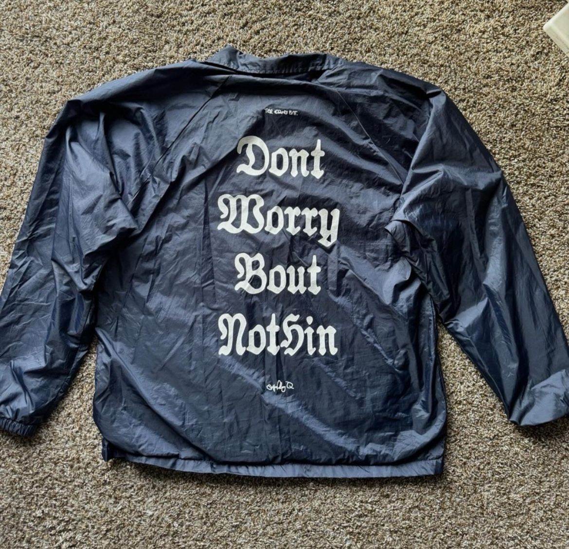 Top Dawg Ent Schoolboy Q windbreaker coaches jacket Blank Face Medium in Navy